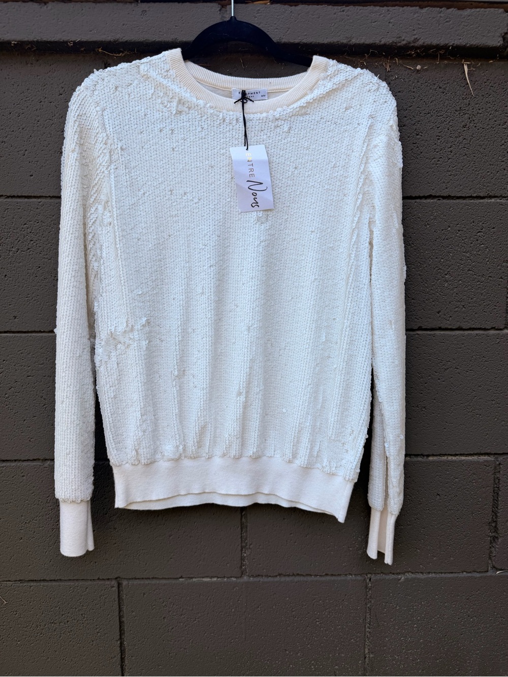 Equipment White Sequin Crewneck Sweater - M